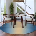 thumbnail image 4 of Khaki Navy Blue Ombre 8ft Round Rug, Modern Abstract Art Gradient Non-Skid Rubber Backing Large Area Rugs - Living Room Bedroom Home Office, Indoor Floor Mat Carpets Washable Rug, 4 of 9