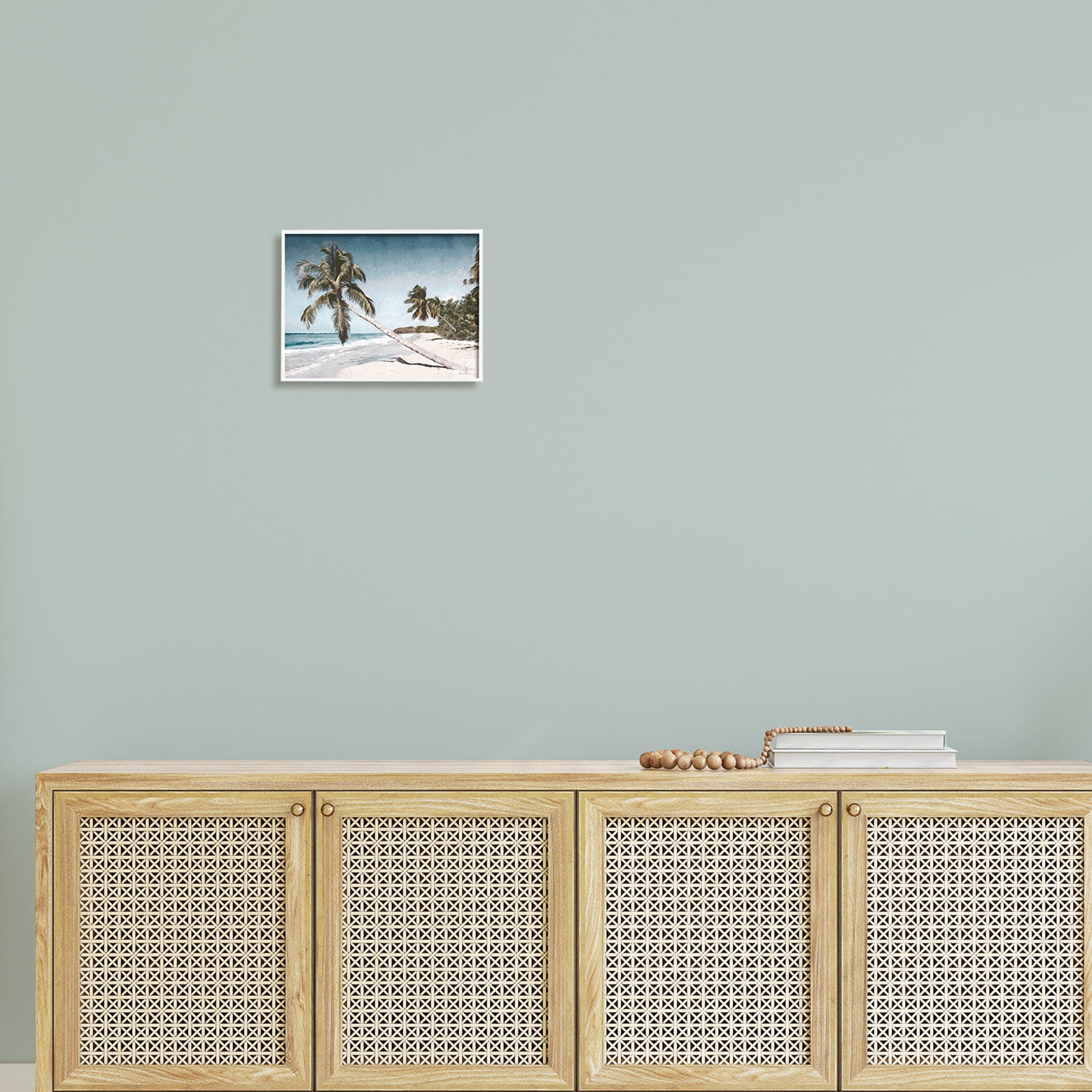Stupell Industries Beach Palm Trees Clear Summer Day Blue Sky Design Photography White Framed Art Print Wall Art, 14x11, by Denise Brown