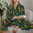 thumbnail image 4 of Goofa Jungle Leopard Yellow Printed Women’s 2 Piece Pajama Set Super,Pajamas Women's Long Sleeve Sleepwear Soft Button Down Loungewear Pjs Lounge Set Nightwear-, 4 of 9