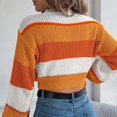 thumbnail image 5 of Cropped Sweater Sevevn Women's Striped Rainbow Cropped Sweater Long Sleeve Lightweight Cute Knit Tops Pullovers, 5 of 9