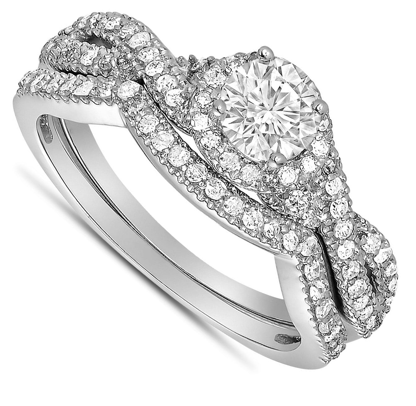 2 carat round diamond infinity wedding ring set in white gold for her walmartcom - Infinity Wedding Ring Set 2 carat round diamond infinity wedding ring set in white gold for her walmartcom - Infinity Wedding Ring Set