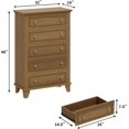 thumbnail image 5 of 5 Drawer Dresser, 48 Inch Tall Modern Chest with Deep Drawers & Metal Handles, Brown Wood Storage Organizer for Bedroom, Living Room, or Entryway, 5 of 6