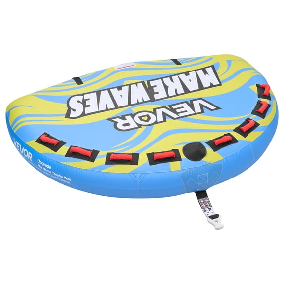 VEVOR Towable Tube for Boating, 4 Riders Inflatable Boat Tubes and Towables, 680 lbs Capacity Water Sport Towable Tube for Boat to Pull - with Fins, Full Nylon Cover, Padded Handles & Safety Valve