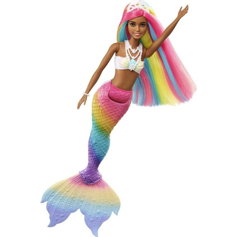 Barbie Dreamtopia Mermaid Doll with Rainbow Hair Light Brown Eyes Color Change Feature