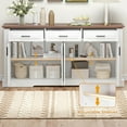 thumbnail image 5 of GVN Sideboard Buffet Cabinet, Kitchen Buffet Cabinet,63" Fluted Sideboard Buffet Cabinet with Storage, Coffee Bar Station with 4 Doors and 3 Drawers, White, 5 of 12