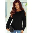 thumbnail image 5 of Women's Black Asymmetrical Cut Out Buttoned Long Sleeve Top, 5 of 5