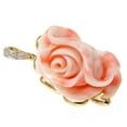 thumbnail image 2 of Genuine natural pink coral carved flower diamond pendant enhancer solid 14k gold, 2 of 6