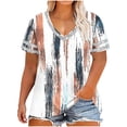 thumbnail image 2 of Mceream Plus Size T Shirts for Women Short Sleeve V Neck Raglan Tunic Tops Casual Floral Print Summer Tshirts Oversized Loose Fit Tees Spring Fashion Clothes Vacation Outfits Blouses White M, 2 of 6