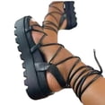 thumbnail image 2 of Sandalias de primavera para mujer, zapatos planos de color sólido, adecuados para múltiples escenarios, zapatos romanos de suela gruesa, zapatos de mujer, 2 of 2