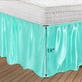 thumbnail image 5 of PiccoCasa Satin Silk Wrap Around Bed Skirt Dust Ruffle 18" Drop, King Cyan, 5 of 8