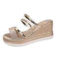 thumbnail image 6 of Modisza Platform Wedges Slides for Women Sparkly Dressy Wedding Shoes Ladies Casual Summer Slip on Wedge Heel Sandals Size 6.5 Gold, 6 of 7