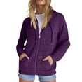 thumbnail image 5 of WTOBBY Women's Oversized Zip Hoodie Long Sleeve Casual Sweatshirt Jacket Pullover Style with Kangaroo Pocket Side Split Detail Fleece Lined Comfort Fit for Street Fashion,Dark Purple L, 5 of 6