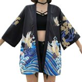 HAORUN Women Japanese Kimono Coat Cardigan Yukata Bathrobe Blouse Tops ...