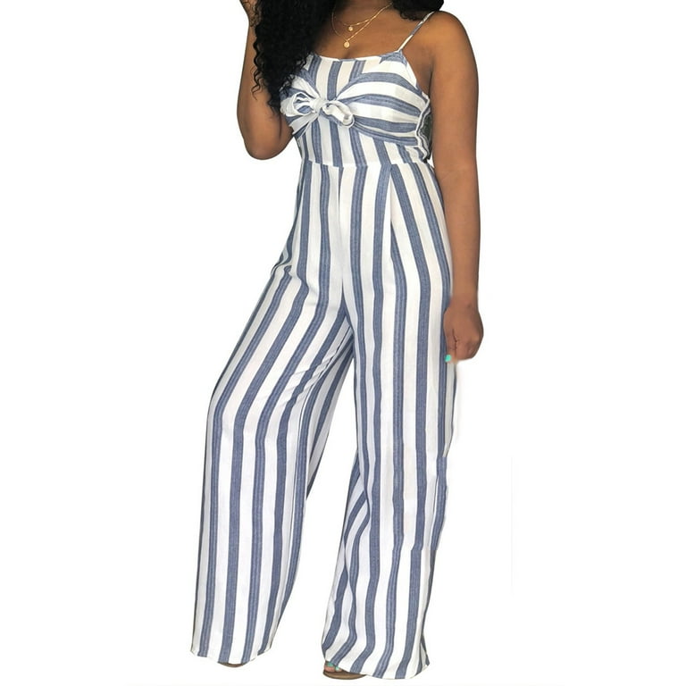 Striped romper long pants outlet