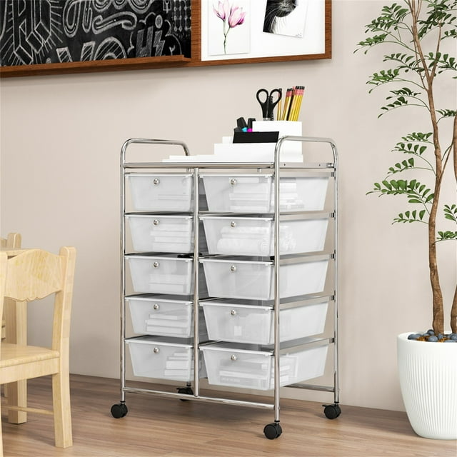 Carrito Móvil Costway Multiusos con 10 cajones Organizador de Herramientas 65,5 x 37 x 87 cm