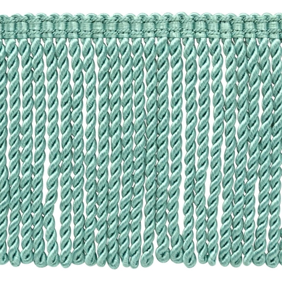 6" (15cm) Fancy Solid Woven Gimp Header Satiny Bullion Fringe Trim # BFS6WVN,, Aquatic Blue #M17 (Light Teal Blue) Sold By The Yard (36"/3 ft/0.9m)