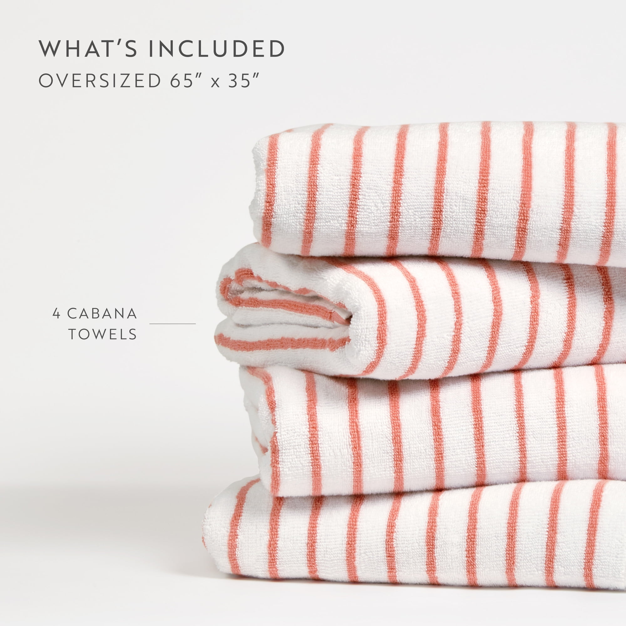 Comfort Canopy - Cabana Stripe Beach Pool Towels - Oversized 100% Ring Spun Cotton, Ultra Soft, Plush and Highly Absorbent, 35 x 65