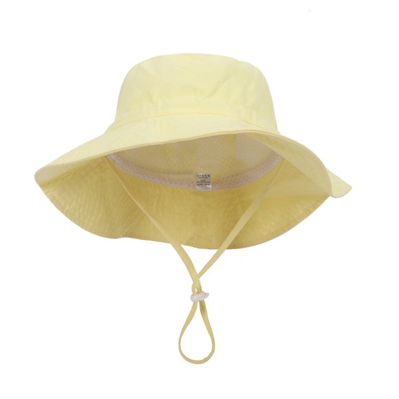 Zanarzt Sun Hat Kids Boy Toddler Bucket Hat Solid Cap Boys Hat Baby Sun Hat Kids Beach Hats Wide Brim Outdoor Play for Boy and Girl Yellow,2-6 Years