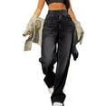 thumbnail image 4 of Endives Womens Sweatpants Jeans High Waisted Stretchy Wide Leg Pants With Pocket Fall Winter Trendy, 4 of 6