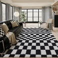 thumbnail image 3 of 8x10 Black and White Area Rug Fluffy Shag Checkered Living Room Throw Carpet Washable Non-Slip Soft Pile Fuzzy Large Rug for Bedroom Dorm Bathroom Home Aesthetic Decor Office, 3 of 8