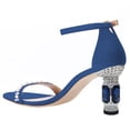 thumbnail image 5 of FSJ Women Elegant Pearls Single Strap Crystal Block Heels Sandals Round Open Toe Ankle Buckle Strap Sandals Sexy Wedding Evening Shoes Size 8 Blue, 5 of 5