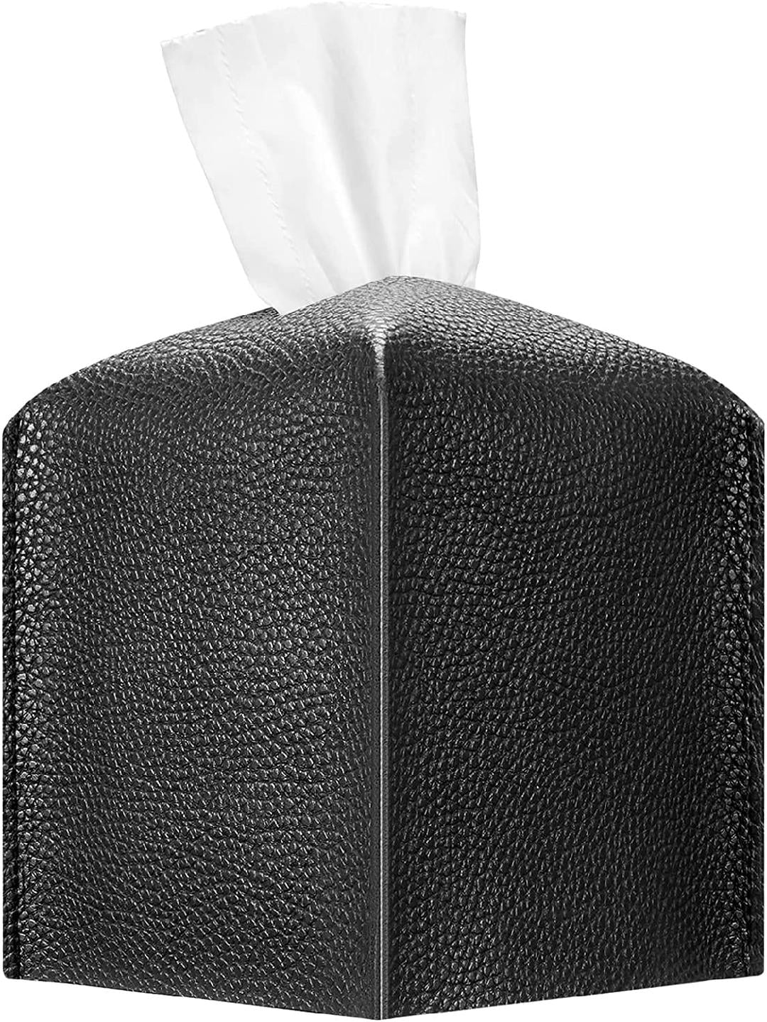 Tissue Box Cover, Modern PU Leather Square Tissue Box Holder