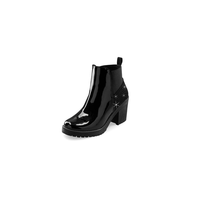 Bota Color Negro Con Detalle Brillante De Talon Mundo Terra 029473