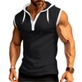 thumbnail image 2 of JoveMarine Men's Casual Color-Block Sports Tank Top, Hooded Sleeveless T-Shirt with Muscle Cut, Lightweight Breathable for Gym Workout Running and Summer Outdoor Activities Black L, 2 of 5