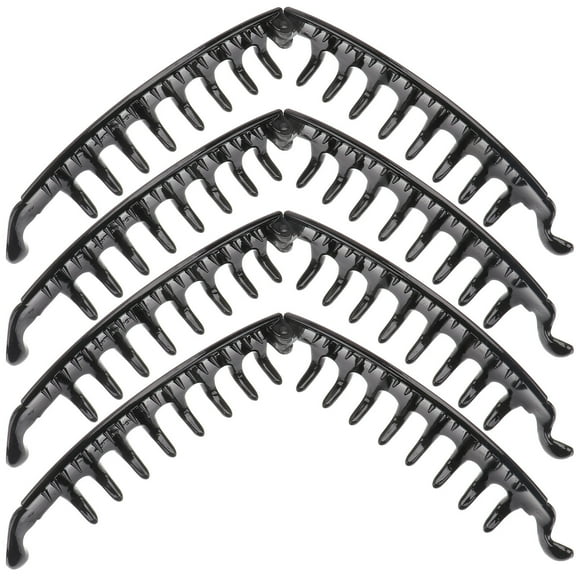 KALLORY Black Stretchy Banana Hair Clips for Women, 4-Pack Hair Fasteners Perfect for Beach and Everyday Use