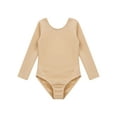 thumbnail image 4 of Runhomal Kids Girls Fleece Gymnastics Leotard Long Sleeve Nude Ballet Dance Unitard Bodysuit Round Neck 160, 4 of 7
