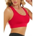 thumbnail image 5 of WANOSS Women's Strappy, Longline, Crossback, Padded, Medium Support Yoga Sports Bra, Red, 5 of 20