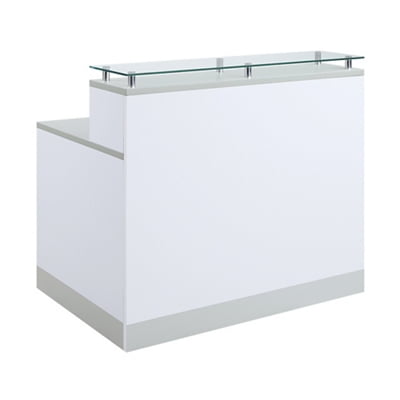 small glass reception desk