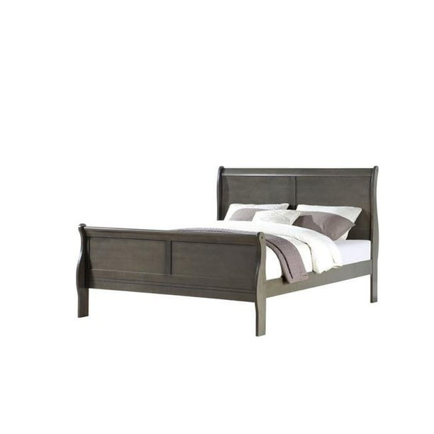 62" X 90" X 47" Dark Gray Wood Queen Bed