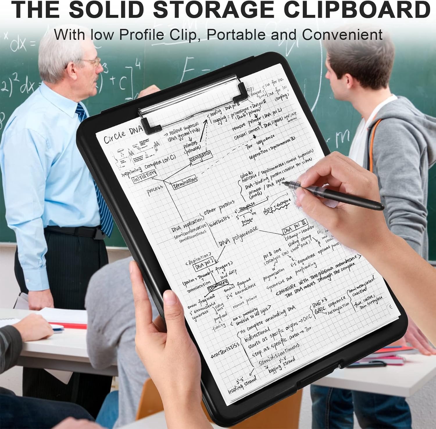 5 count Clipboard with Storage,9.5 x 13.5 Inch Plastic Heavy Duty Foldable Clip Board with Pen Holder Low Profile Clipboard for Nurse Teacher Classroom Office  to School Supplies
