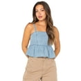 thumbnail image 3 of Celebrity Pink Women’s Sleeveless Denim Peplum Top, Sizes XS-XXXL, 3 of 5