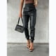 thumbnail image 5 of Pantalones de cuero de moda casual de cintura alta con diseño de locomotora de viento de calle para otoño e invierno para mujer 22252, 5 of 5