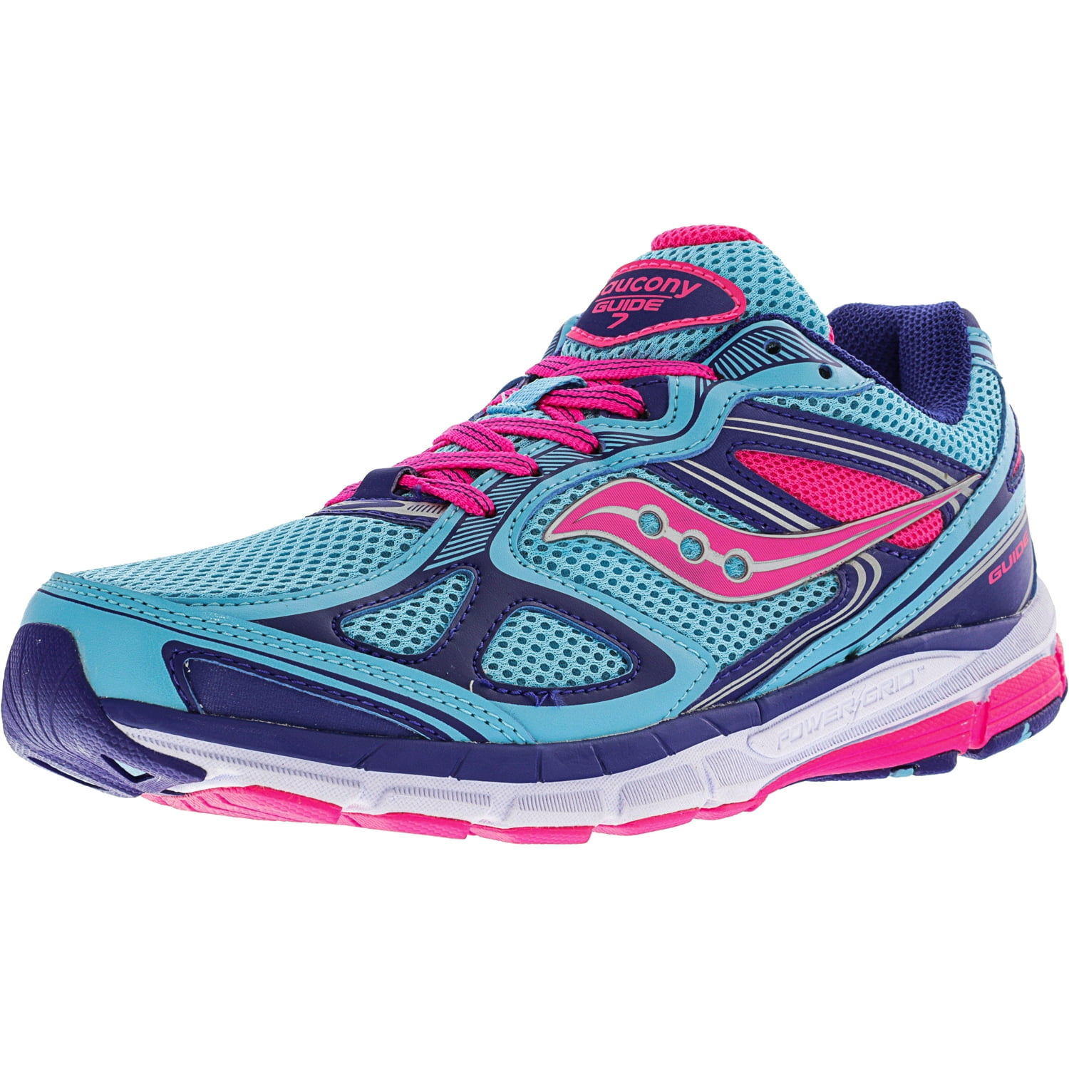 Saucony - Saucony Girl's Guide 7 Blue / Pink Purple Ankle-High Running ...