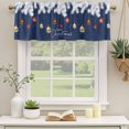 thumbnail image 2 of Navy Blue Christmas Curtain Valances for Windows, Kitchen Valance Window Treatments Panel 2 Pack, Xmas Balls Snowflake Botanical Rod Pocket Short Curtains for Bathroom Bedroom 42 x 18 Inch, 2 of 8