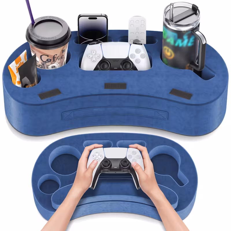 Game Controller Holder with Cup Holder | Secure Grip & Ergonomic Support for Dual-Handed Gaming, Office & Home Use - BlUE