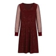 thumbnail image 4 of Aueoeo Women's Sequin Dresses Glitzy V Neck Long Sleeve Dress Fashion Above Knee Glitters Mini Dresses, 4 of 6
