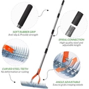 Walensee 15-Inch Lawn Thatching Rake, Robust Dethatcher Rake, Efficient Thatch Rake with Back Saving Handle, Versatile Grass Grooming Rake for Cleaning Dead Grass, Yard Garden Durable Thatch Rake