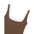 thumbnail image 5 of ATHLECHIC Women's Slim Fitted Crop Tank Top Color Block Square Neck Sports Camisole for Summer S Brown, 5 of 5