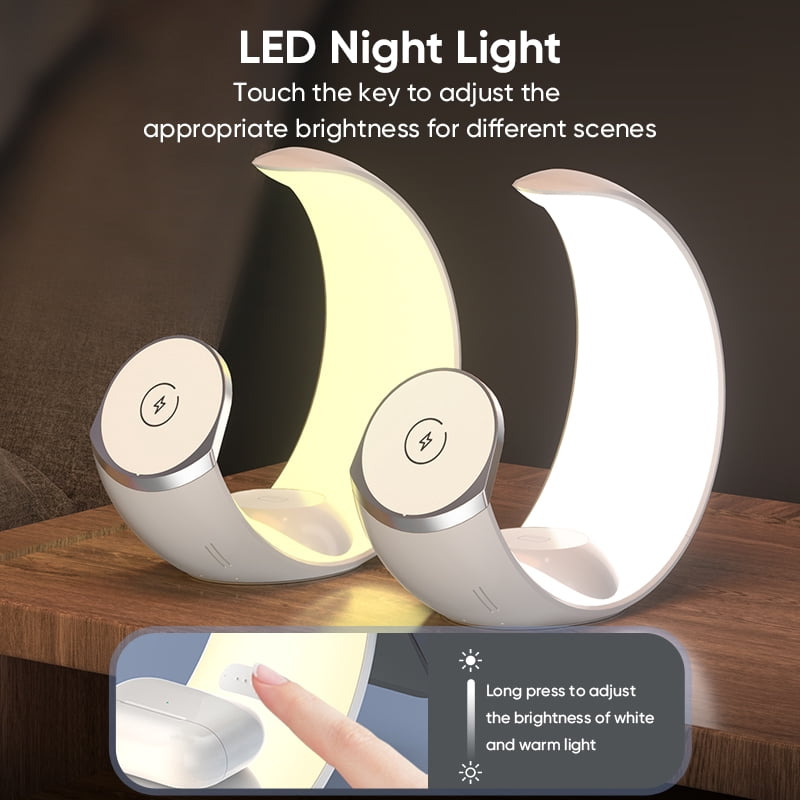 iMoon 4 in 1 multifunctional wireless charger with led ambient nightlight for Apple iPhone 16/16 Pro Max/16 Pro/16 Plus/15/14/13/12/11/10/9/8/SE,Apple Watch,Airpods/Airpod Pro,Charger Station