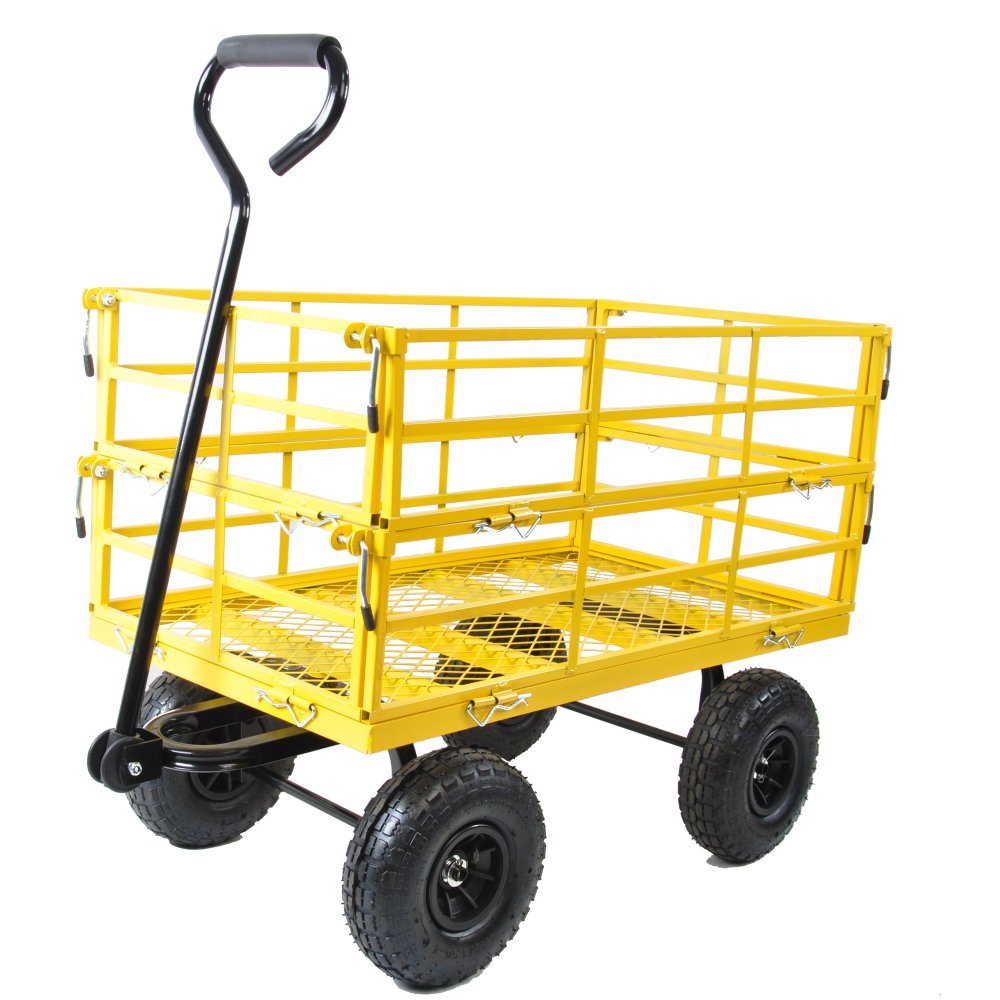 GZXS Heavy Duty 550 Lbs Capacity Mesh Steel Garden Cart Folding Utility