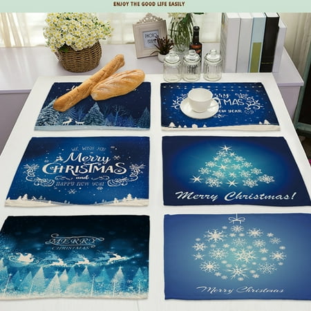 

KAOU Cup Pad Eye-catching Wear Resistant Cotton Flax Xmas Themed Heat Insulated Placemat for Home
