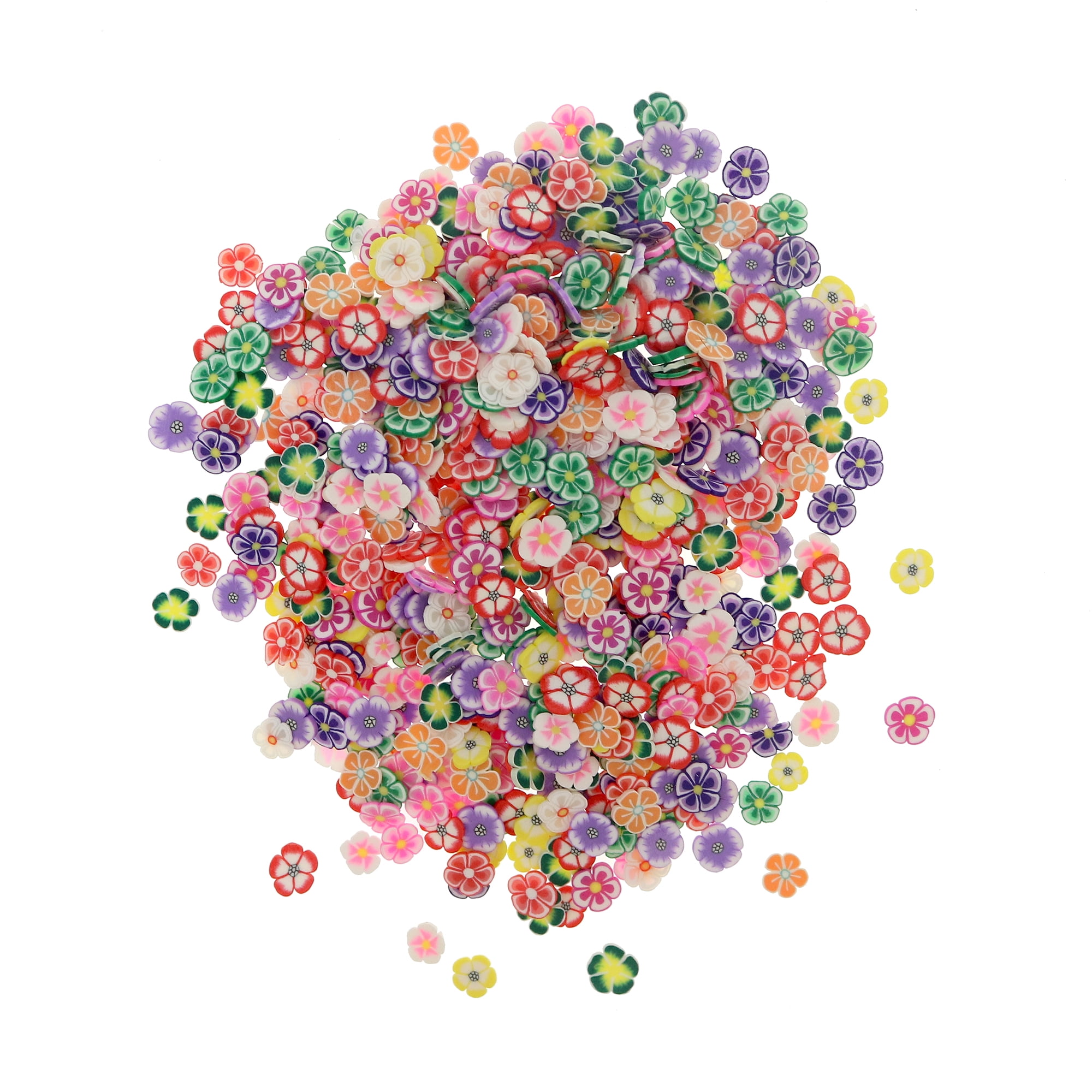 Summer Flower Shaped Clay Glitter by Creatology – Assorted Colors - Polymer Clay Embellishments for Crafts - 1.4 oz. Jars - 12 Pack