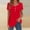A210 Red, variant on Tunic for Women Scoop Neck Short Sleeve Casual Loose Fit Blouse Solid Color Pleated Front Button Detail Soft Lightweight Summer Daily Tops