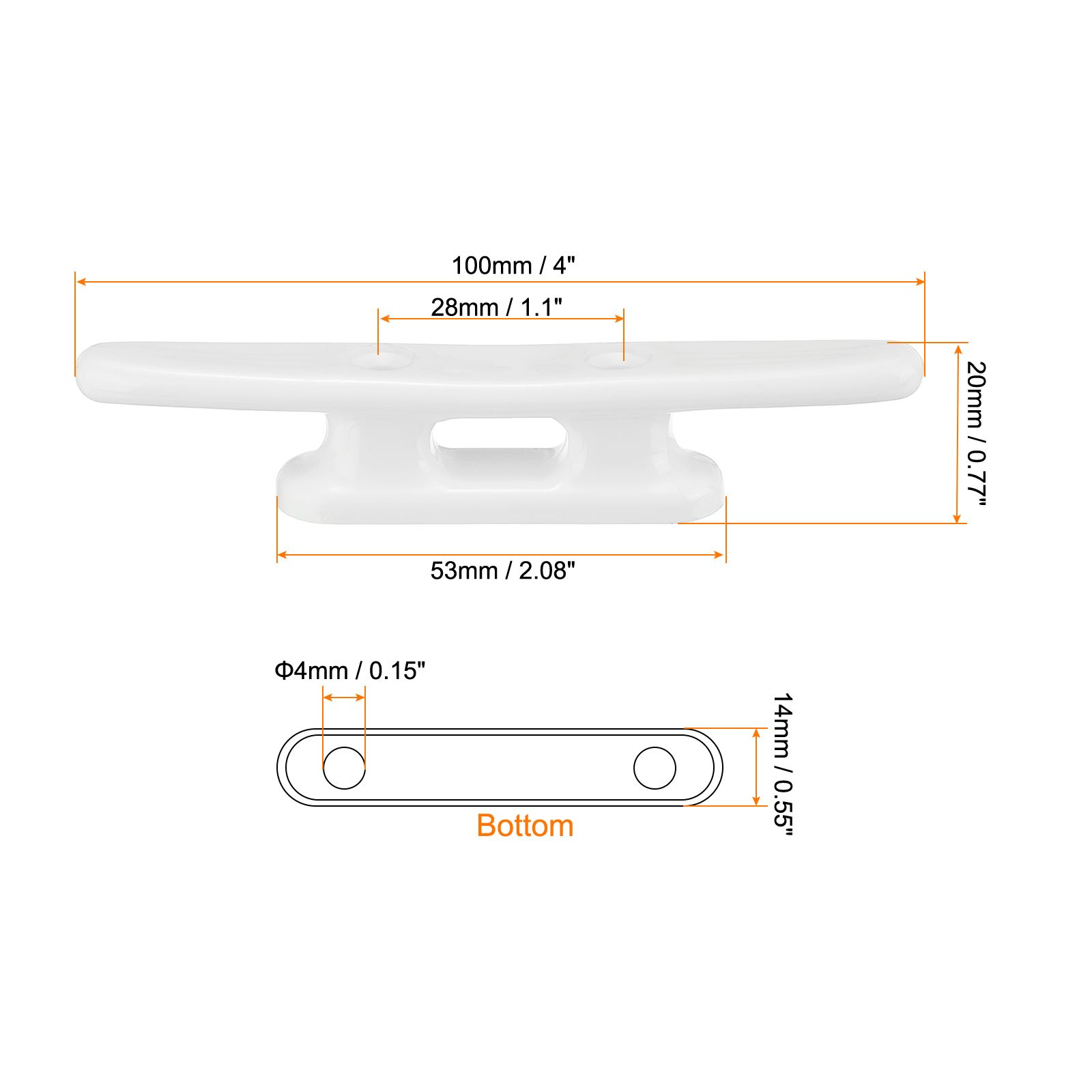 Lot De 6 Crampons De Quai En Nylon – 7,6 Cm, Blanc, Entraxe 29 Mm – Résistent à L’eau Salée Et Aux UV – Pour Bateau, Kayak, Voilier Ou Ponton