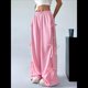 thumbnail image 5 of Pantalones Deportivos Anchos para Mujer, Cintura Elástica, Holgados e Informales con Bolsillo, para Salir. Rosa L, 5 of 9