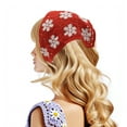 thumbnail image 2 of Unique Bargains 2 Pcs Triangle Bandana Knitted Turban Crochet Hair Scarf for Women Red Dark Green, 2 of 5